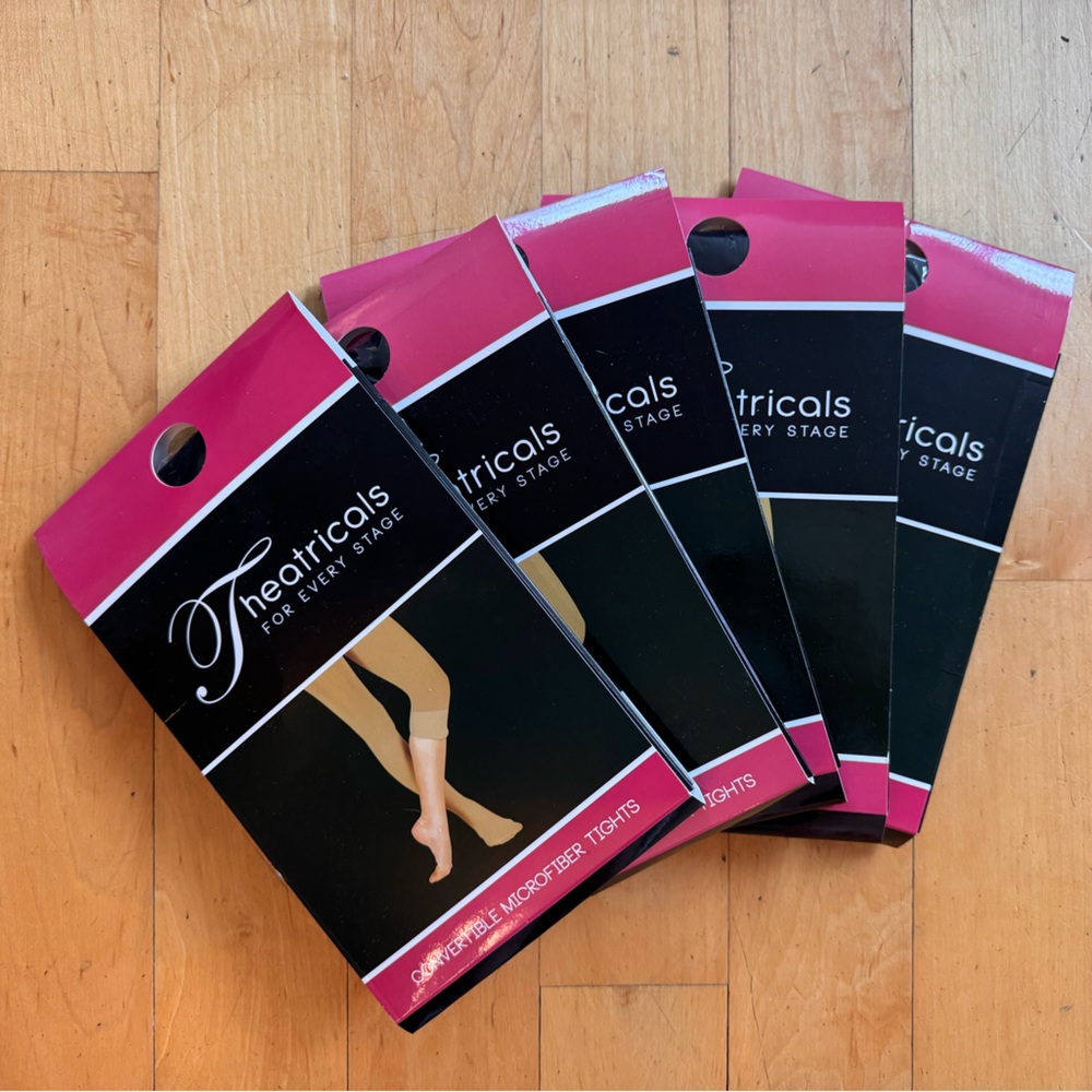 NWT Bundle of 5 Pairs Theatricals Convertible Microfiber Tights, black, adult L